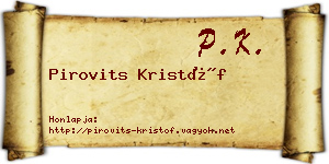 Pirovits Kristóf névjegykártya